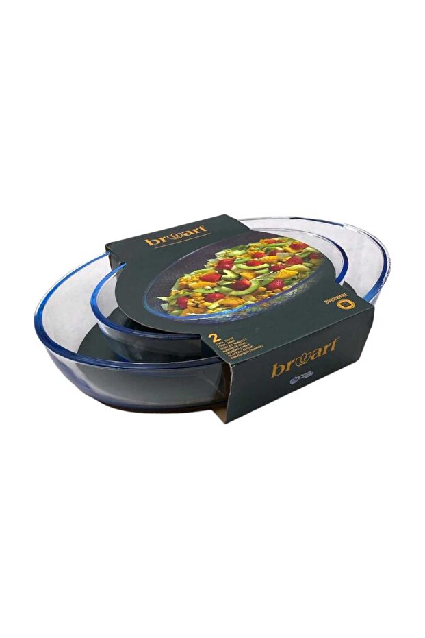 BR ART Oval Glass Oven Tray 2Pcs Set