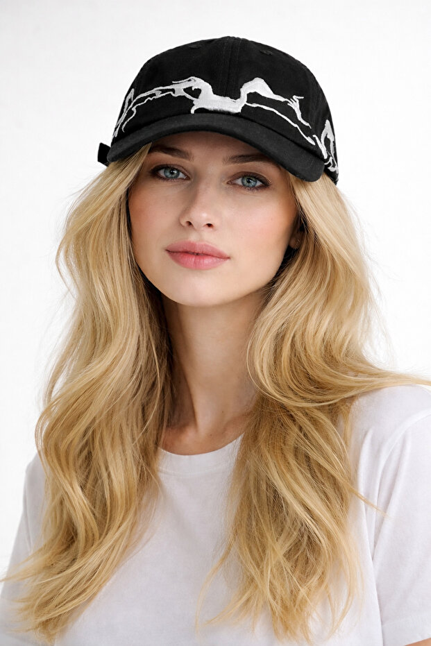 Black Unisex Baseball Cap with Adjustable Buckle
