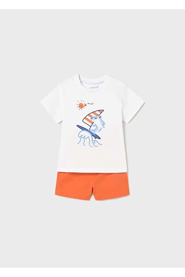 Baby Boy Printed Shorts Set 1-3 Years Orange