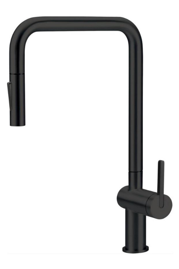 Momi Bkm_N73N Matte Black Kitchen Sink Faucet, Pull-Out Spiral, Water Saving, Ceramic Cartridge