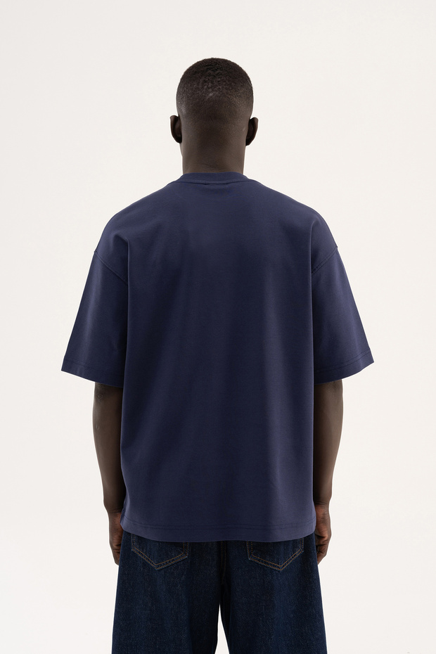 Tricou oversize Basic Interlock pentru bărbați, albastru noapte - 6