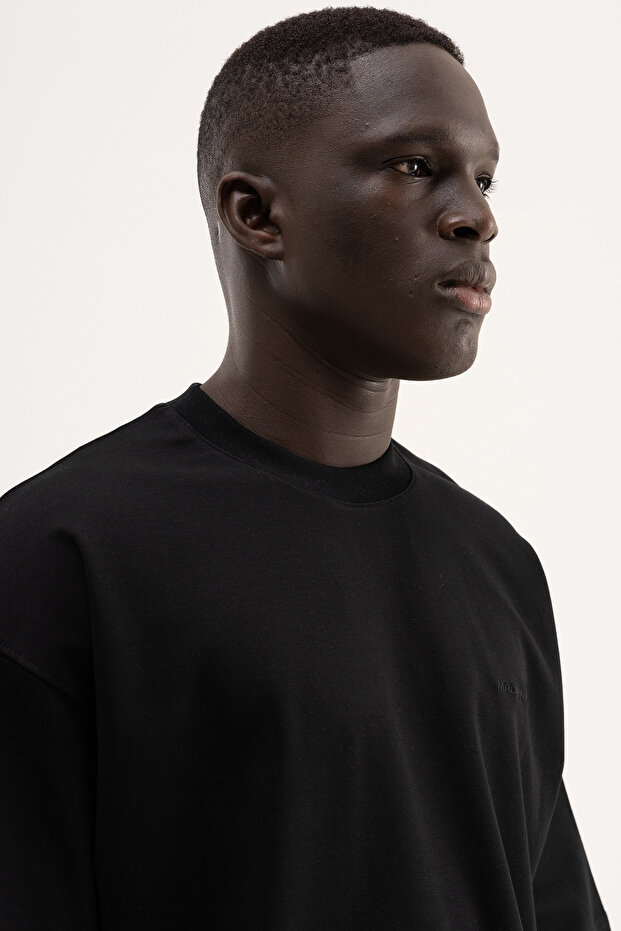 Tricou oversize Basic Interlock pentru bărbați, negru - 4