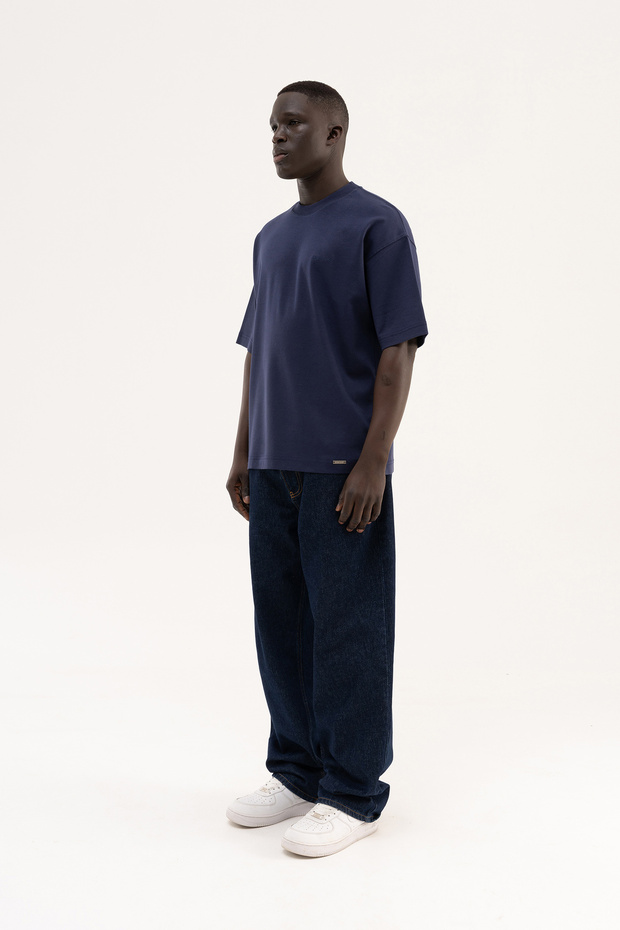 Tricou oversize Basic Interlock pentru bărbați, albastru noapte - 8