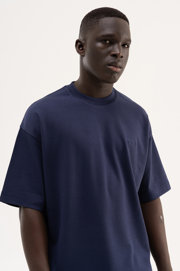 Tricou oversize Basic Interlock pentru bărbați, albastru noapte - 4