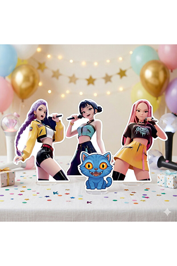 مجموعة K-POP المكونة من 4 قطع من لوحة الطاولة Demon Hunter Huntrix Zoey Mira Rumi Derpy Tiger Desktop Set