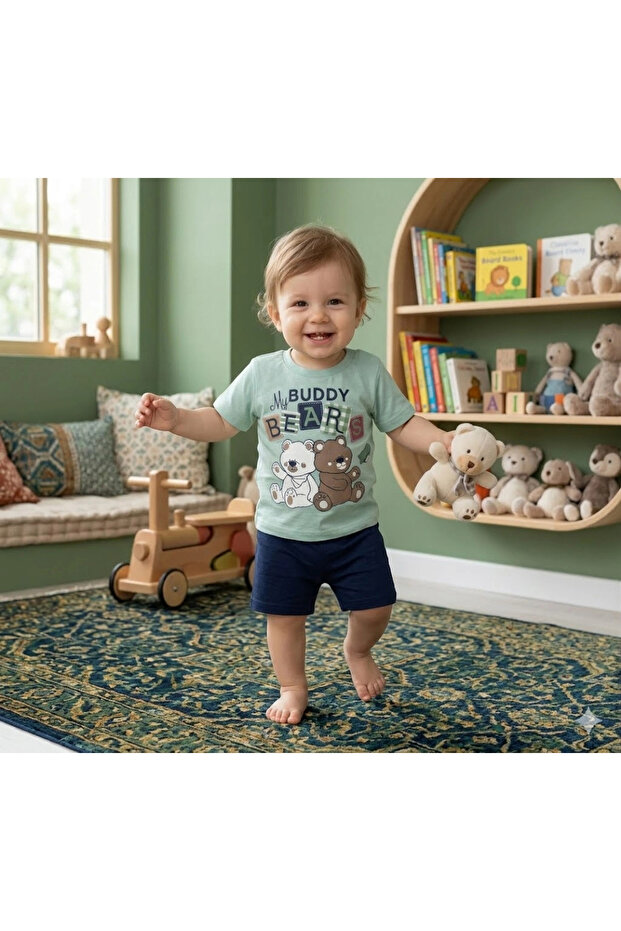Baby Boy My Buddy Bears Printed T-Shirt Shorts Set 6-18 Months