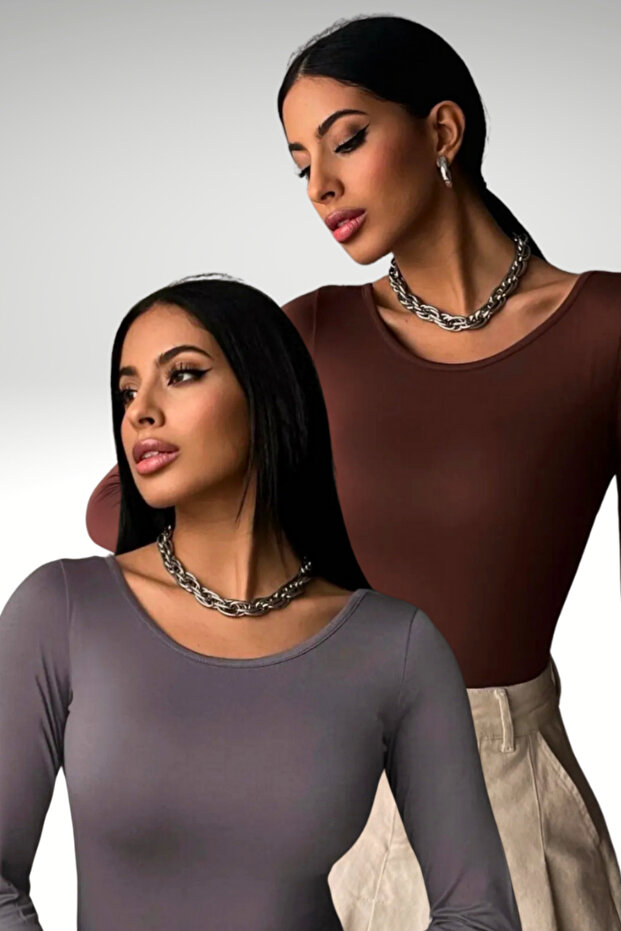Women's Aci Brown Gray Princess Collar