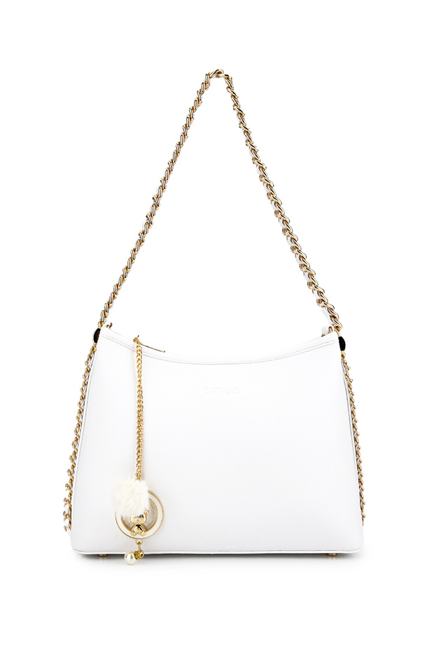 Women's Faux Leather White Shoulder Bag