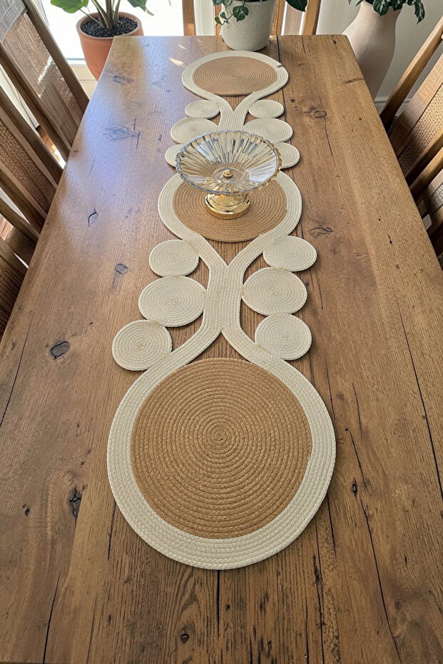 Jute Straw Natural Boho Look Cream Beige 30X100 cm Runner American Service Table Decor