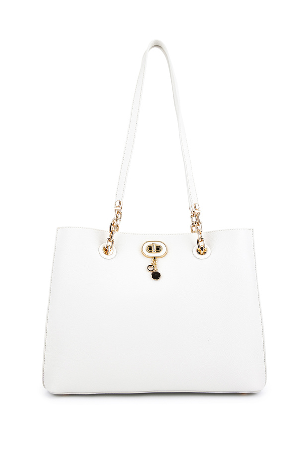 Women's Faux Leather White Shoulder Bag