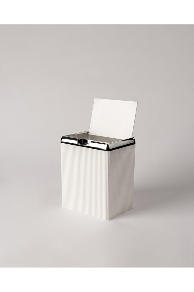 Marais Chrome Trash Can - Soft Ecru