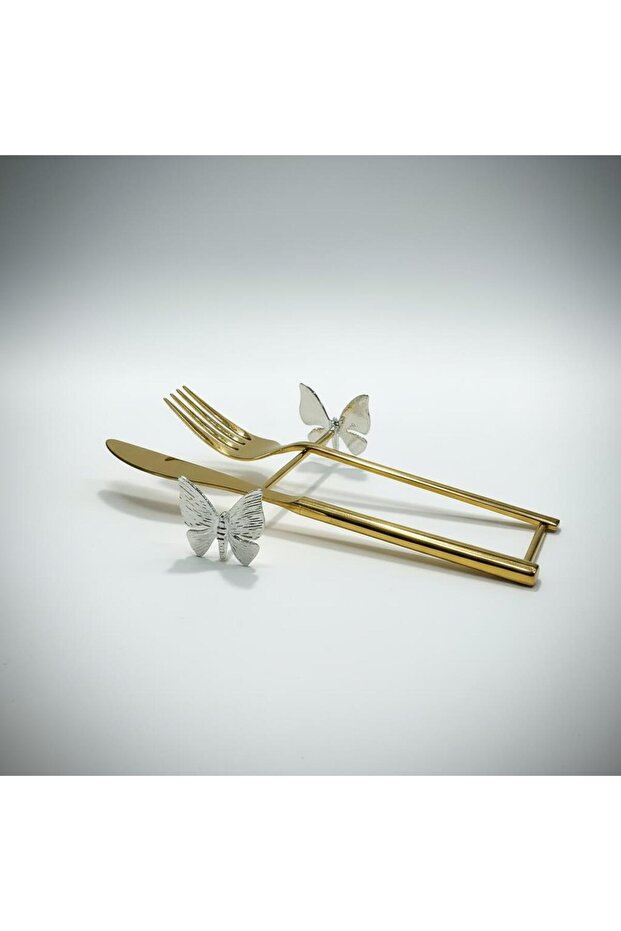 Butterfly Design 6-Piece Fork Spoon Knife Stand |   Decorative Riser Set