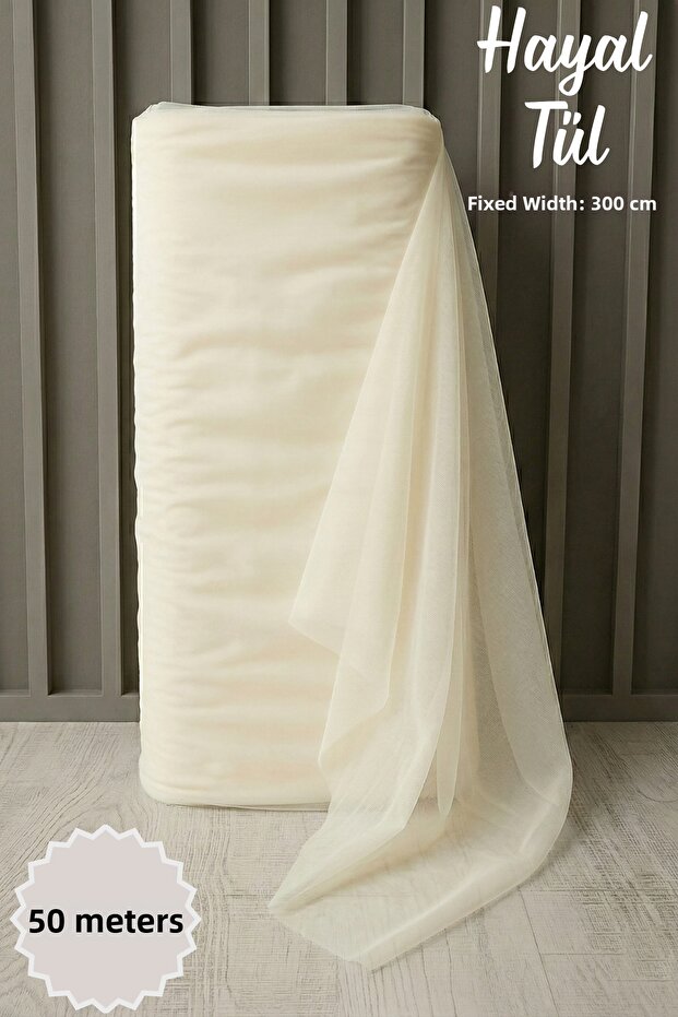 Cream Hayal Tulle Length 50 Mt Most Stable 3 Mt Engagement, Henna, Wedding, Bohça Kapı Birth Dowry Party Decoration