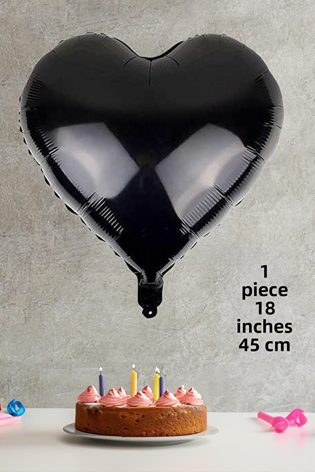 Black Heart Foil Balloon 18" 45cm