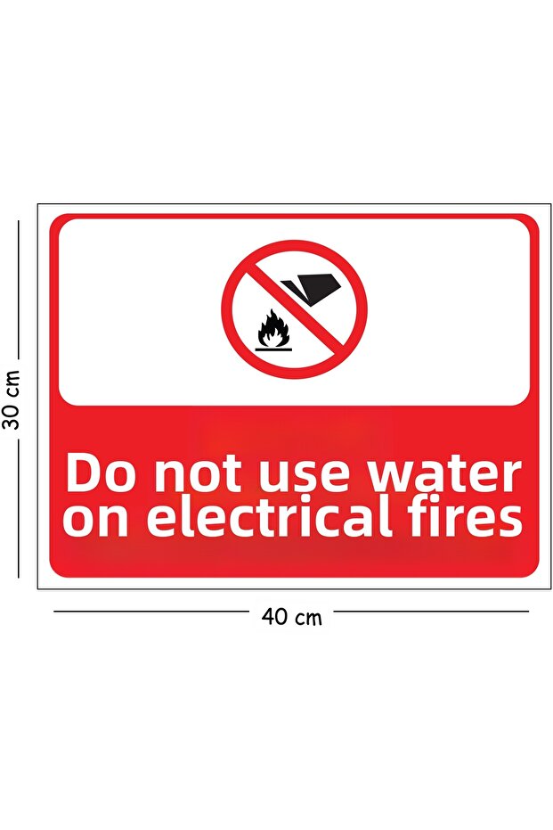Metal Electrical Fires Extinguish with Water 30X40 cm A3 Warning Work Safety Sign