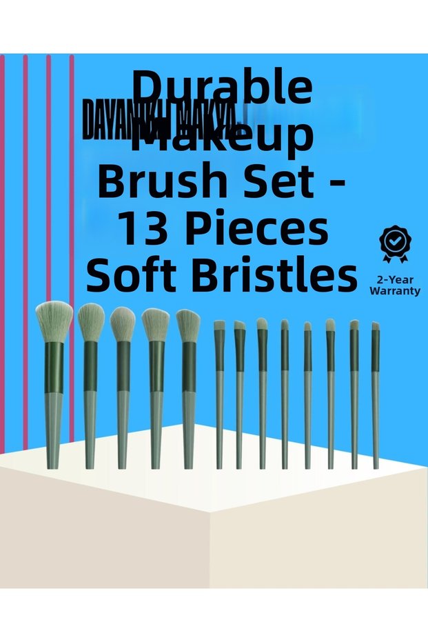 Portable Ergonomic Structure 13-Piece Fiber Bristle Face and Eye Makeup Brush Set