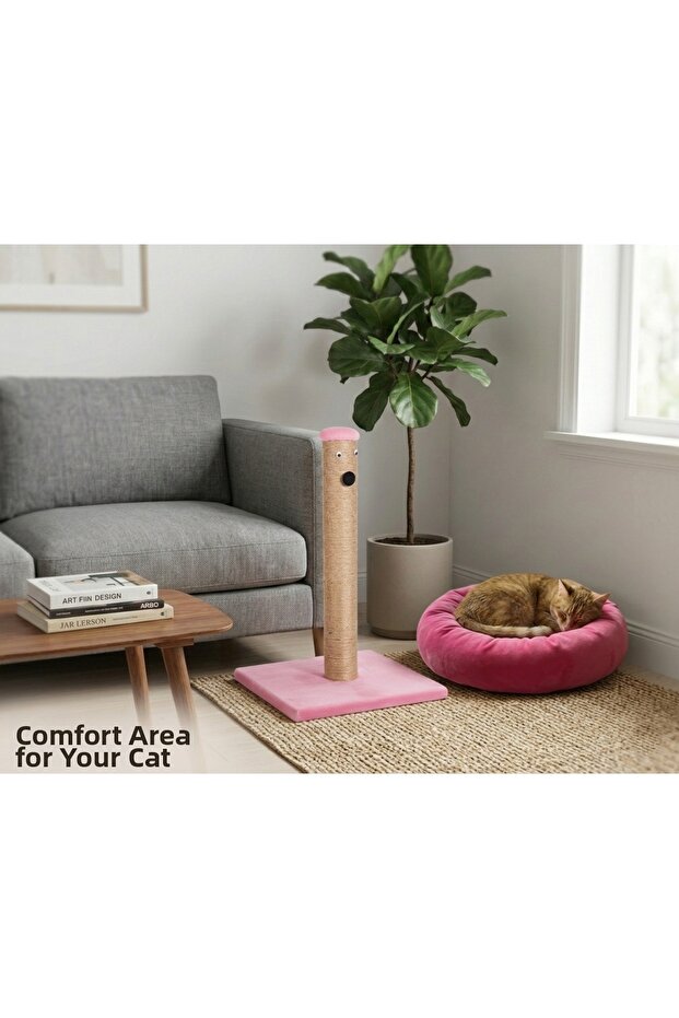 Pink Set of 2 - Scratching Board and Fleece Bagel Cat Bed