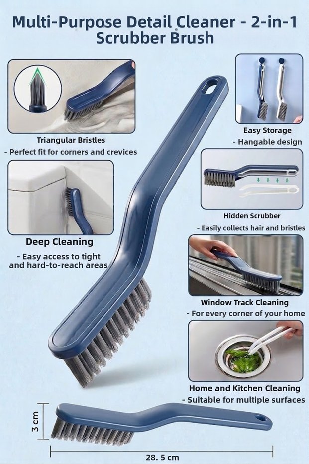 Bottoming Corner Brush Cleaning Brush with Tweezers Grout Brush Pimapen Cleaning Brush Bathroom Brush