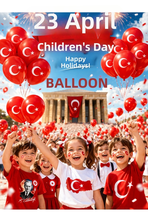 Turkish Flag Balloon Moon Star Printed Red Flag Balloons 20 Pieces