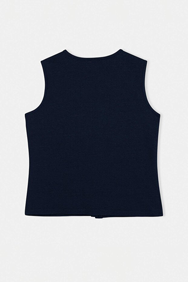 Mavi Denim Görünümlü Örme Büyük Beden Bluz TBBSS26AF00119 - 7