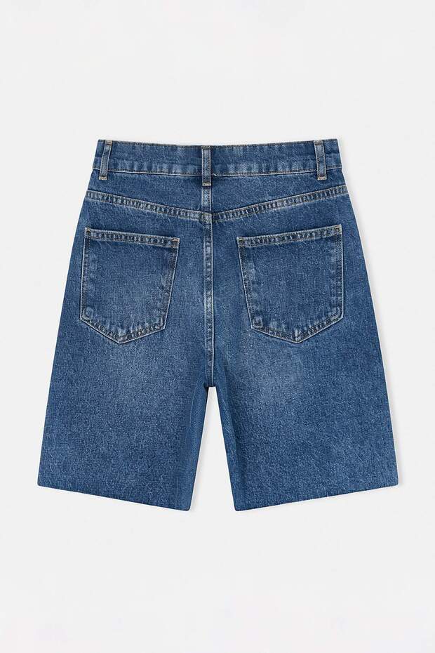 Koyu Mavi Yüksek Bel City Boy Denim Şort TWOSS26SR00107 - 6