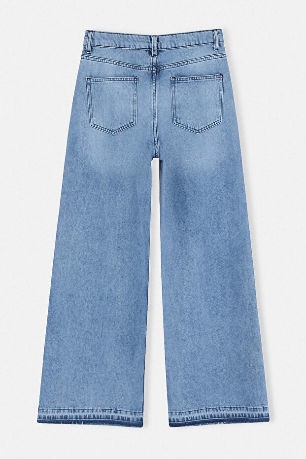 Mavi DÖKÜMLÜ Yüksek Bel %100 Pamuk Wide Leg Jeans TWOSS26JE00229 - 7