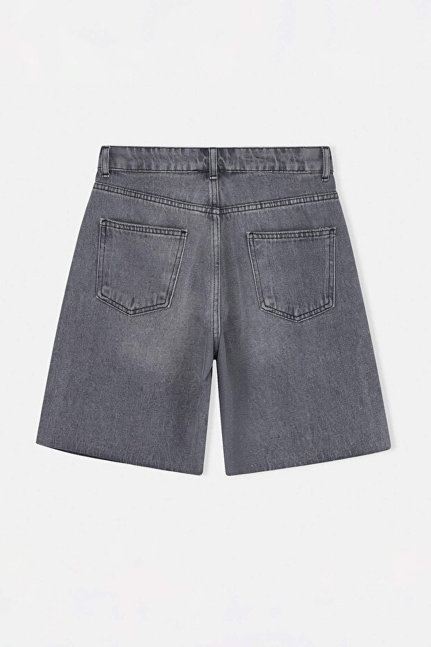 Gri Yüksek Bel City Boy Denim Şort TWOSS26SR00107 - 6