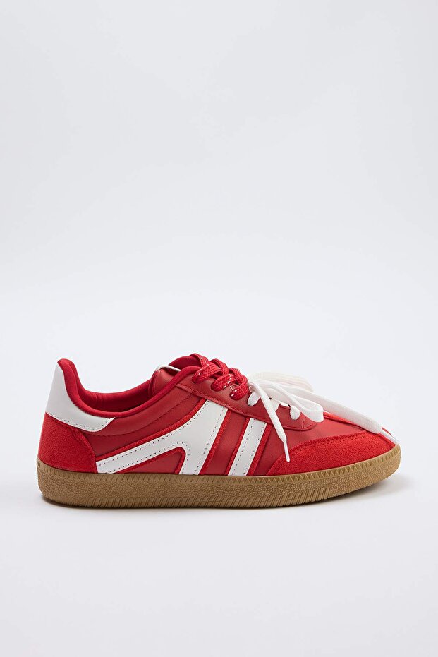 Kırmızı Çok Renkli İki Bağcıklı Çift Kullanımlı Kadın Retro Spor Ayakkabı TAKAW26SN00017 - 4