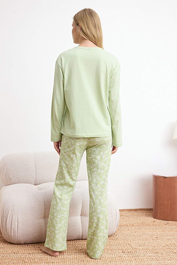 Mint %100 Pamuklu Çiçekli Örme Pijama Takımı THMAW25PT00187 - 4