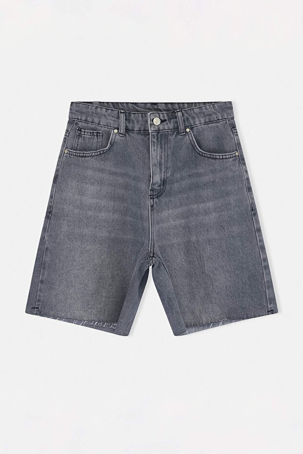 Gri Yüksek Bel City Boy Denim Şort TWOSS26SR00107 - 5