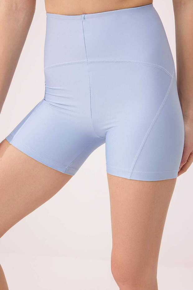 Açık Mavi Toparlayıcı Örme Spor Şort/Kısa Tayt TWOSS21SR0545 - 3