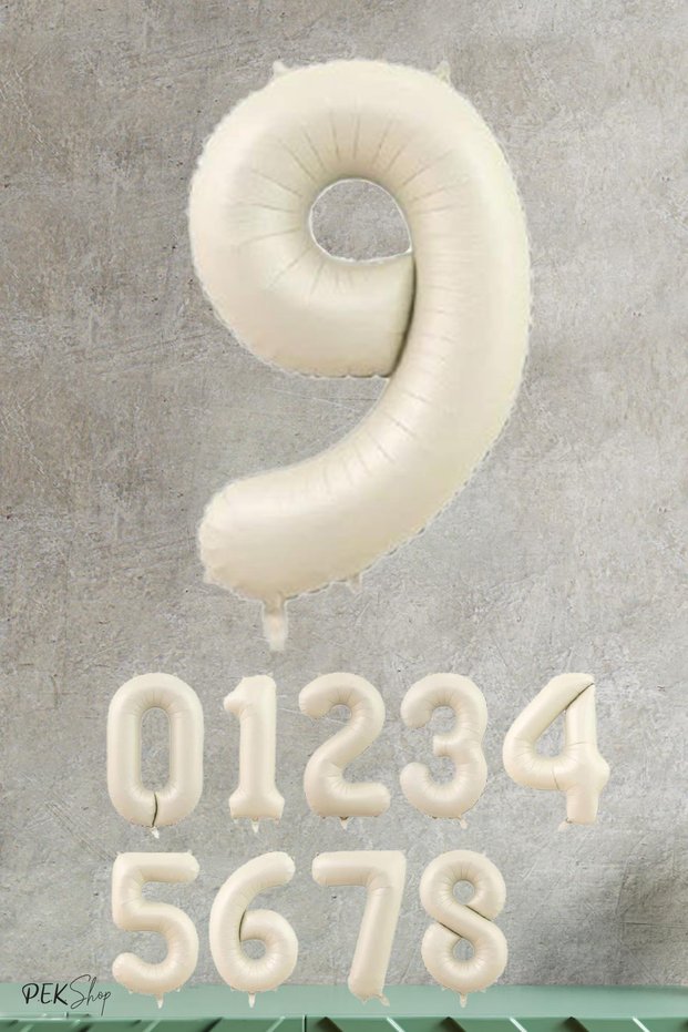 Cream Color Number Foil Balloon