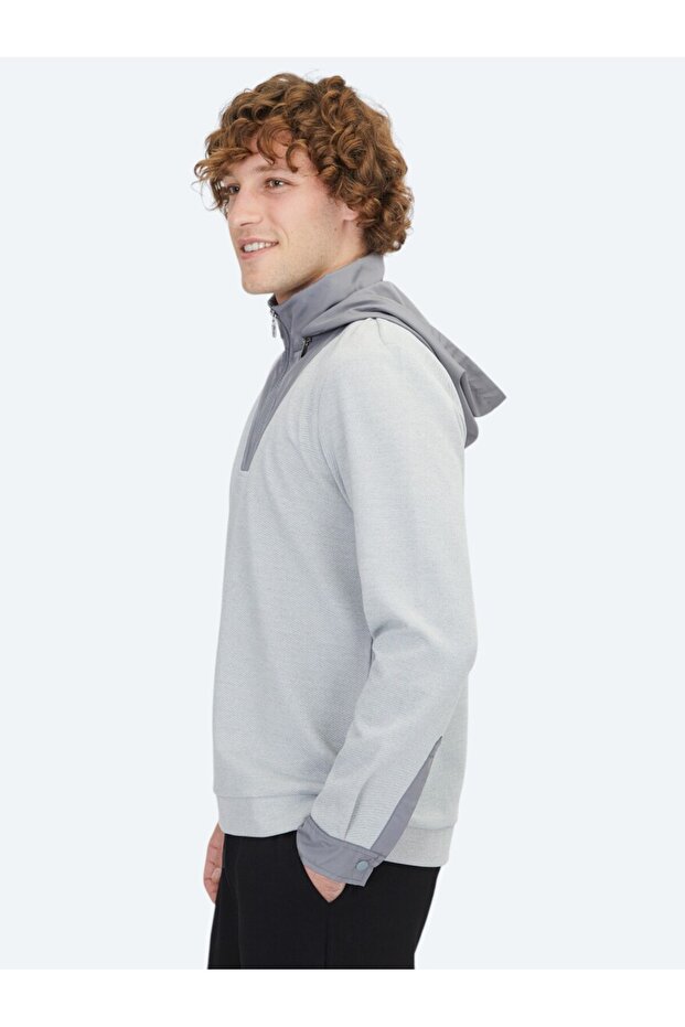 Gri Kapüşonlu Sweatshırt - 3