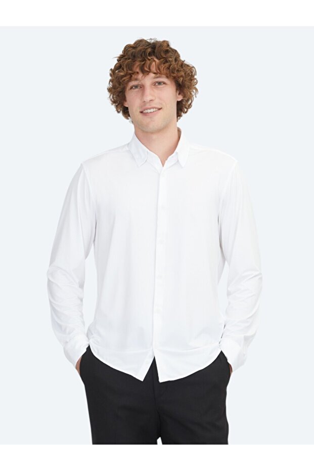 Beyaz Regular Fit Casual Gömlek - 1