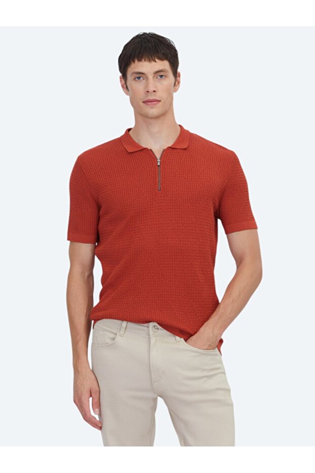 Kiremit Desenli Triko - 1