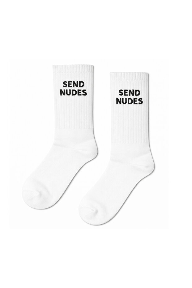 جوارب رياضية ملونة منقوشة مكتوب عليها Send Nudes للجنسين