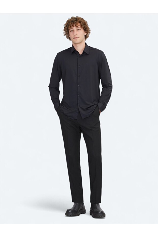 Siyah Regular Fit Casual Gömlek - 2