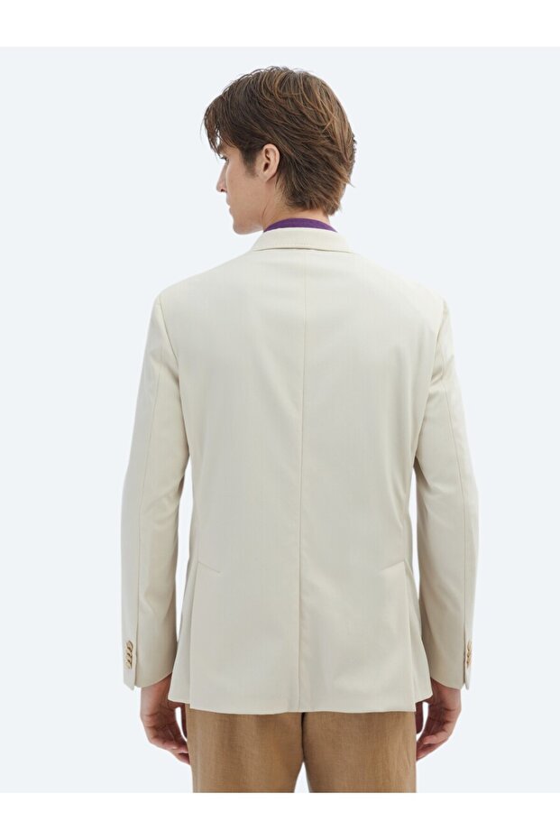 Beige Patterned Modern Fit Jacket - 6