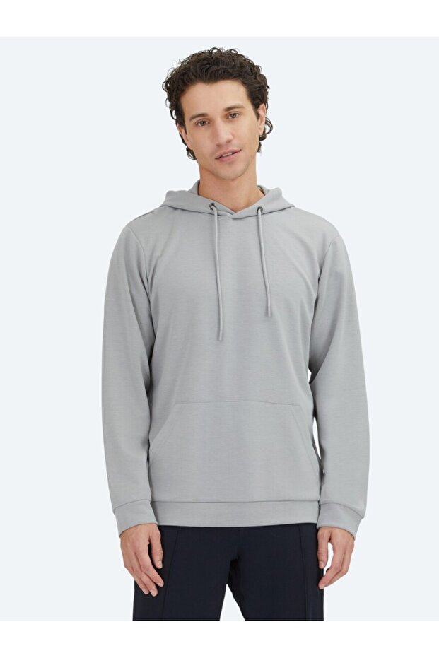 Gri Kapüşonlu Sweatshırt - 1