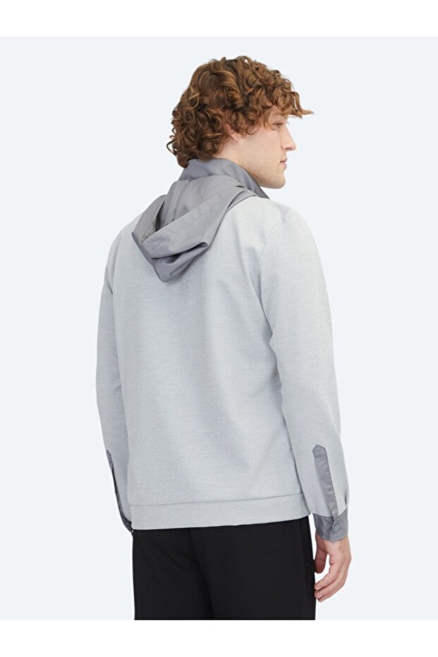 Gri Kapüşonlu Sweatshırt - 5