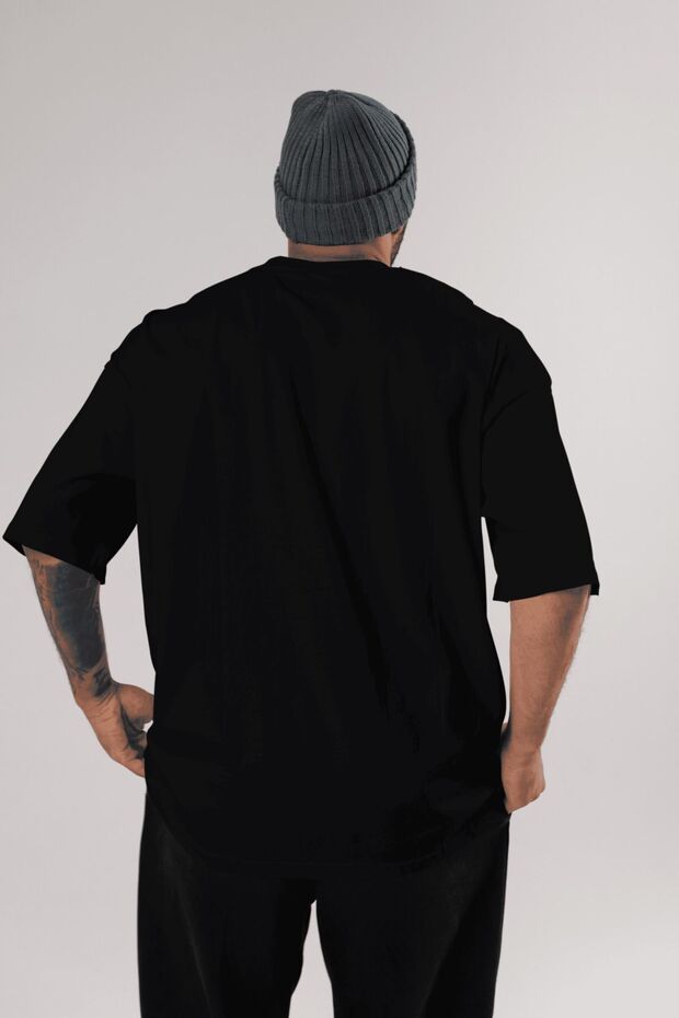 Black Relaxed Oversize T-shirt Men's Women's Crew Neck Unprinted T-shirt