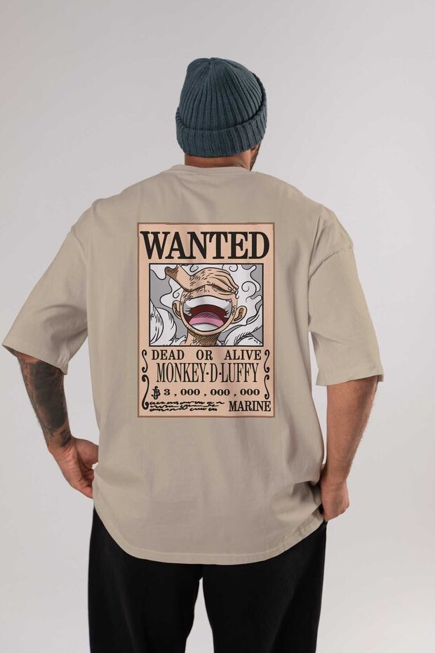 CARTEL LUFFY GEAR 5 Anime Back Printed Beige Oversize t-shirt 100% cotton Men Women