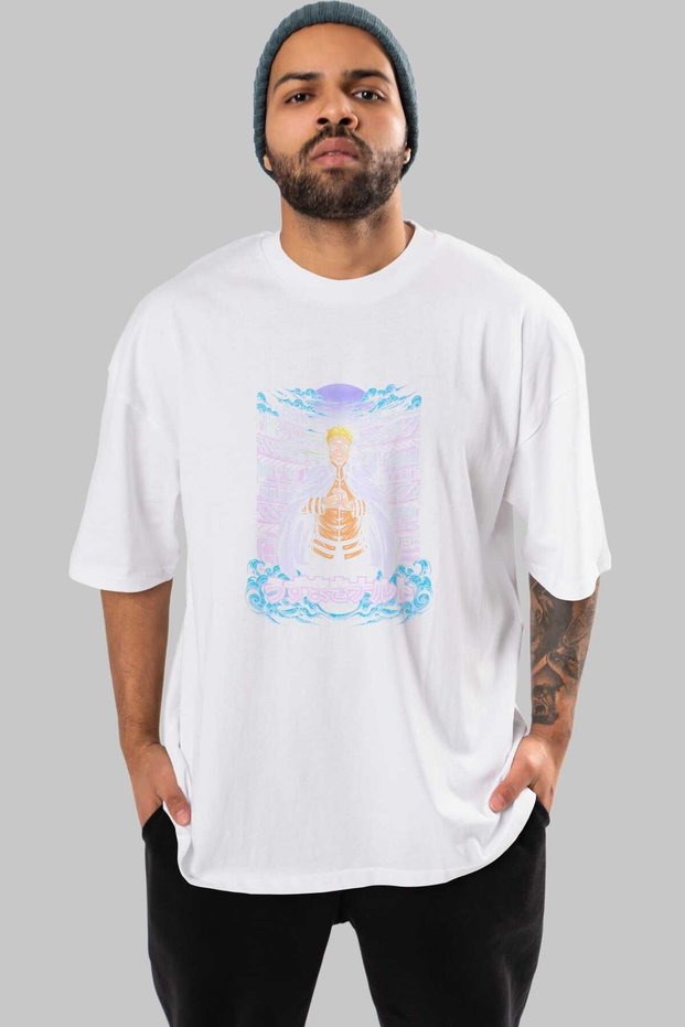 NARUTO (8) Anime Front Printed White Oversized t-shirt Men Women
