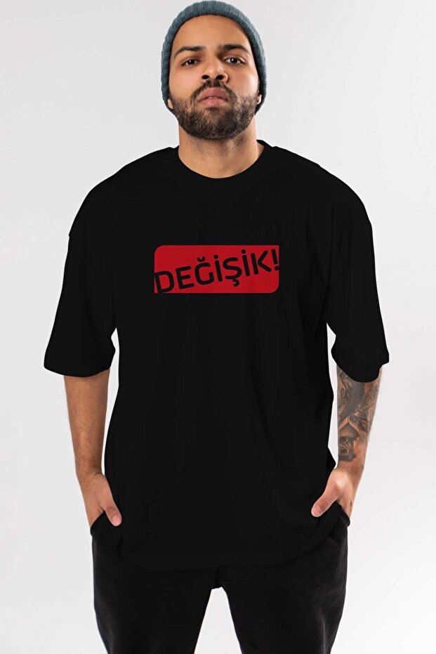 Various Front Printed Black Oversized t-shirt for Men and Women, Crew Neck