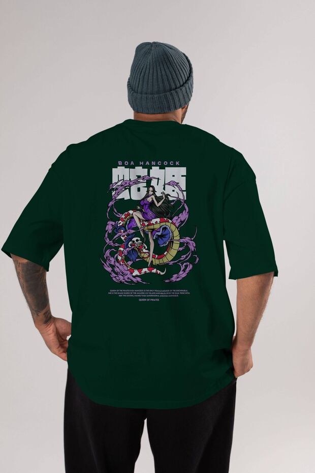 Boa Hancock Anime Back Printed Emerald Green Oversize t-shirt cotton Men Women