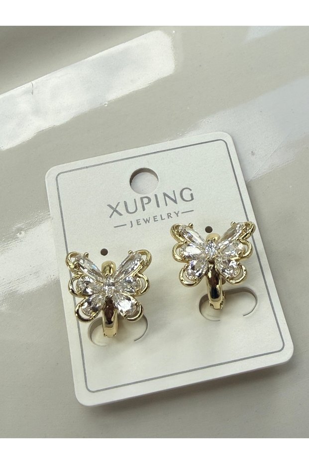 Juping Zircon Stone Butterfly Figure Cicili Hoop Earrings