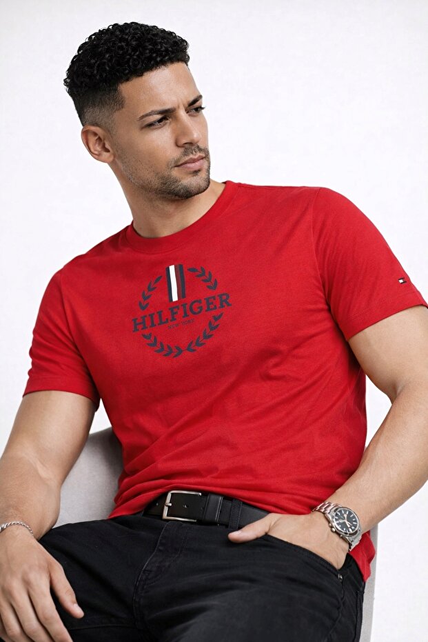 Slim Fit Woven Cotton Printed T-Shirt