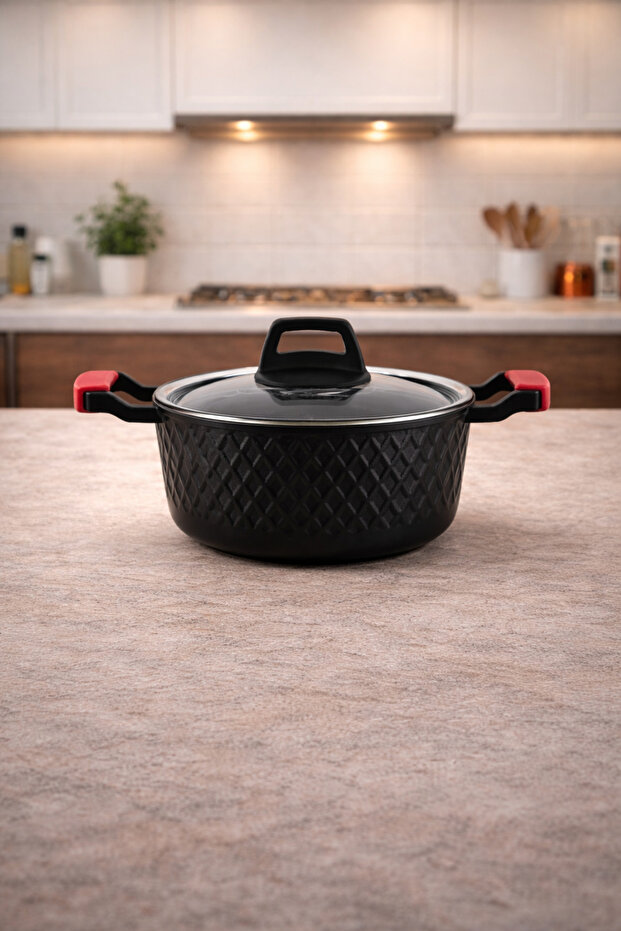 Obsidian 16 cm Cast Granite Leather N Pot Black Non-Stick