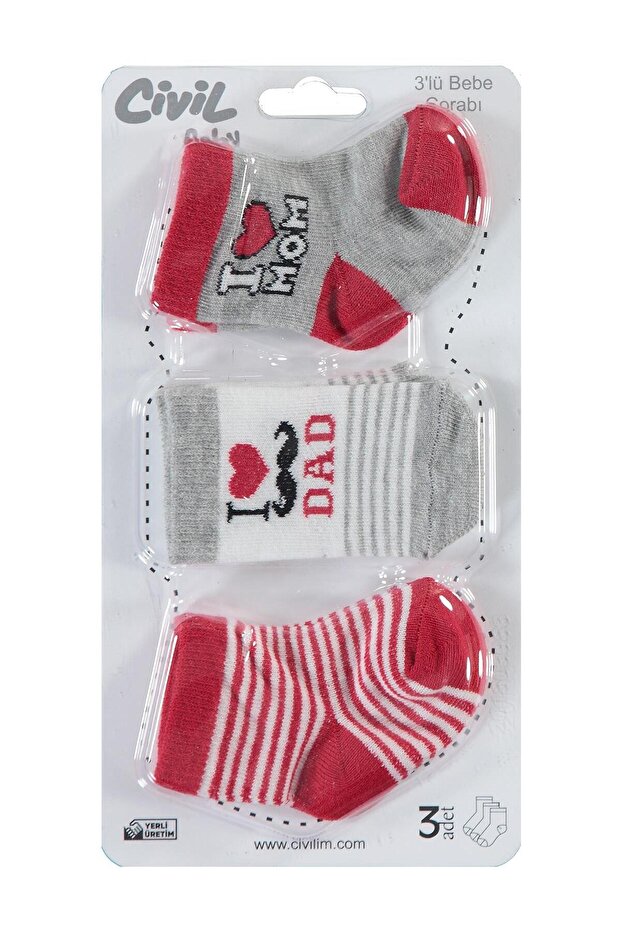 Baby 3-Piece Socks Set Newborn Red