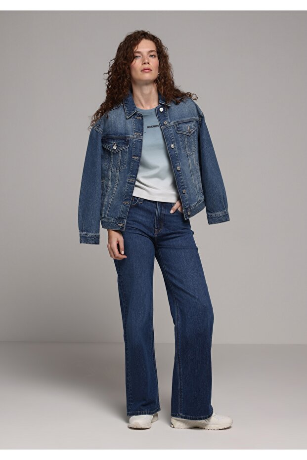 Regular Fit Women's Mid Indigo Denim Jean Pants